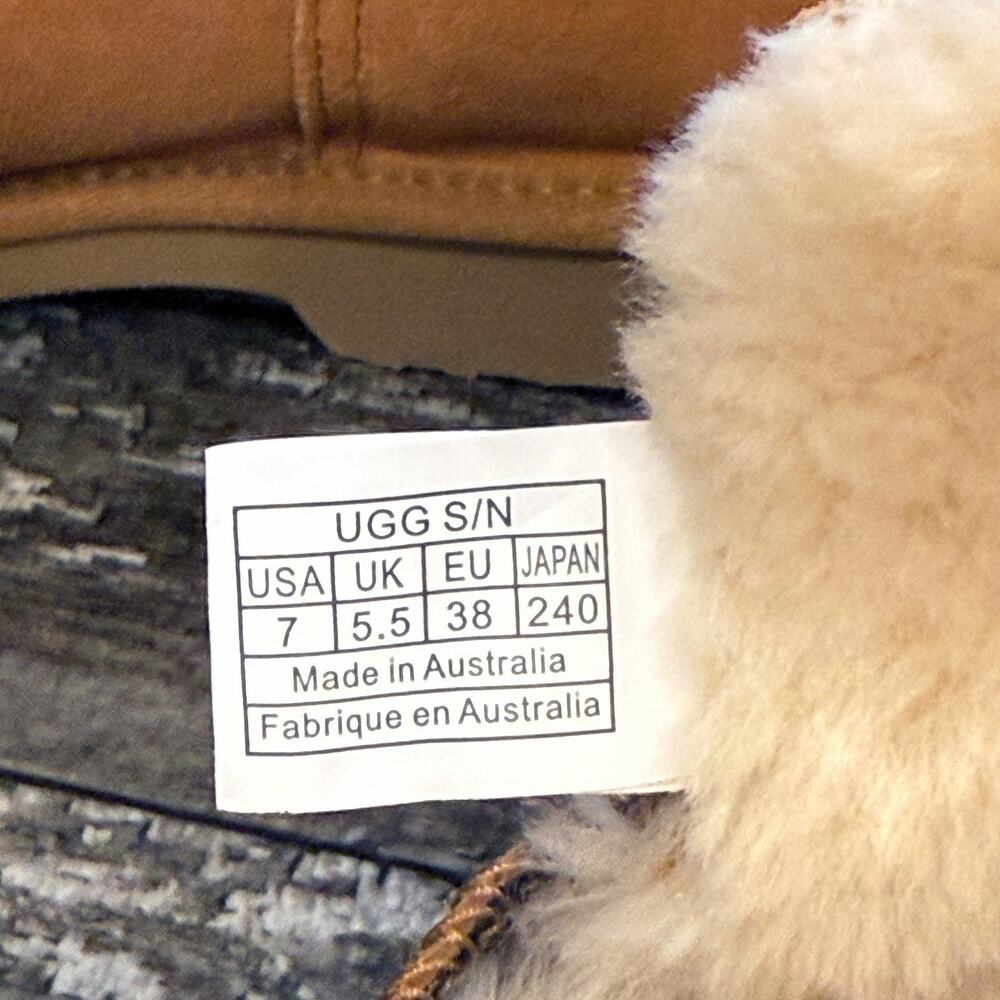 UGG Boots Shoes Womens Size 7 Chestnut Sheepskin Fleece Lined Classic Australia - Picture 3 of 14